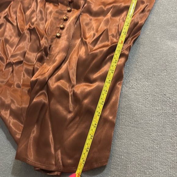 Marc & Spenser collection midaxi satin button down dress in bronse. - Picture 7 of 11